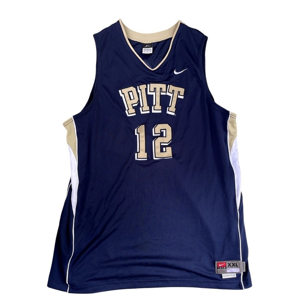 Nike Pitt Panthers NCAA Basketball Jersey Navy Blue #12 Sewn Mens 2XL XXL